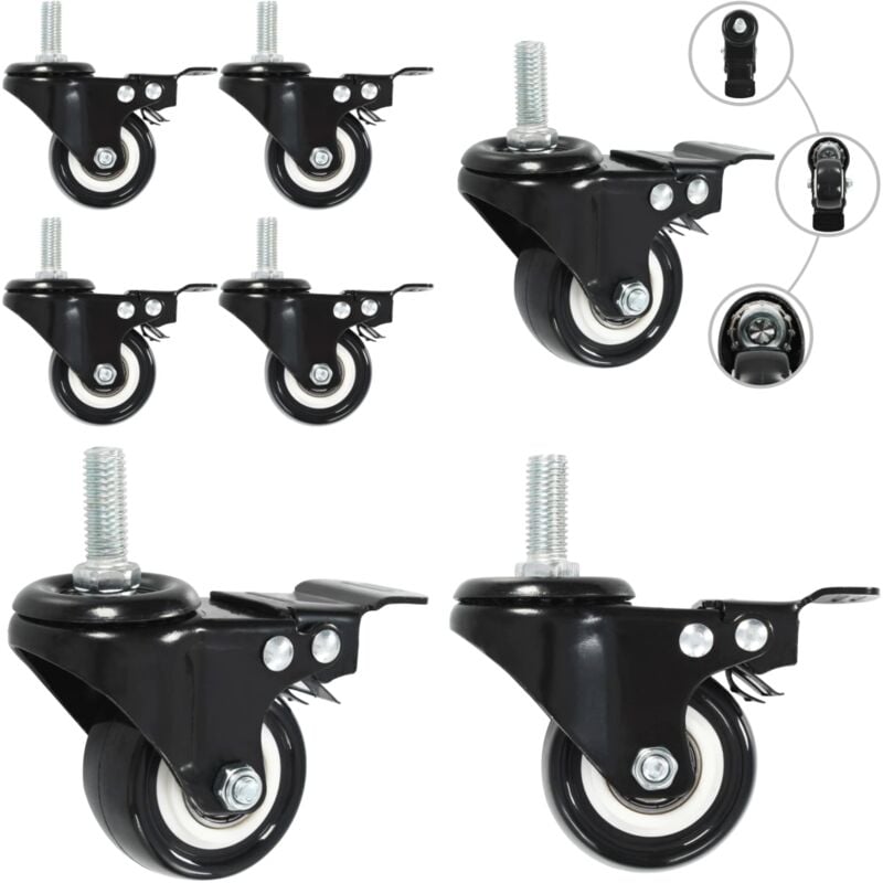 vidaXL Roulettes pivotantes avec freins 8 pcs 50 mm