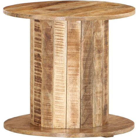 main image of "vidaXL Round Side Table 50x50x46 cm Solid Rough Mango Wood - Brown"