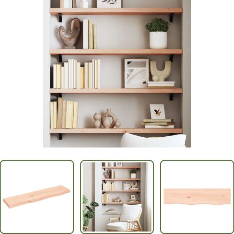 vidaXL Rovere -  Ripiano a Parete 80x20x4 cm Legno Massello Rovere Non Trattato