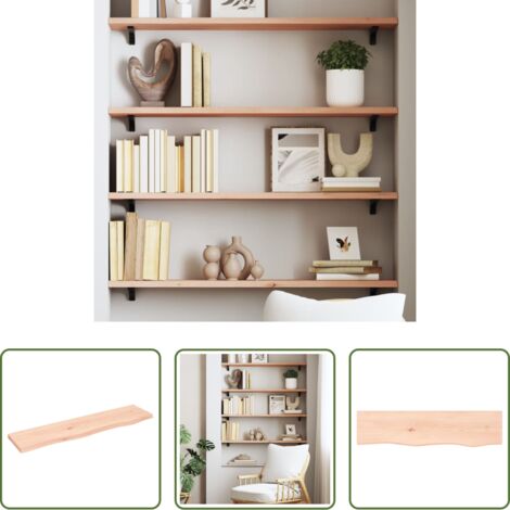 vidaXL Roveto -  Ripiano a Parete 80x20x2 cm Legno Massello Rovere Non Trattato