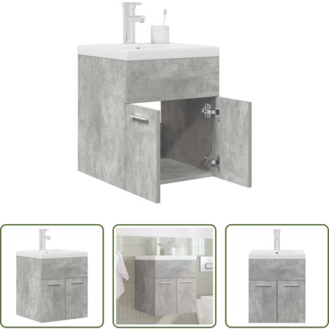 vidaXL Rubinetto da bagno -  Mobile da Bagno con Lavabo Integrato e Rubinetto Grigio Cemento