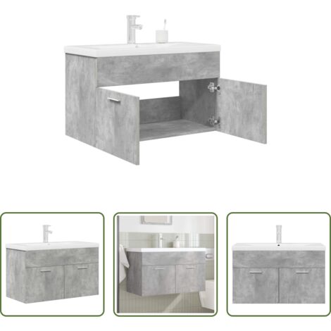 vidaXL Rubinetto da bagno -  Mobile da Bagno con Lavabo Integrato e Rubinetto Grigio Cemento