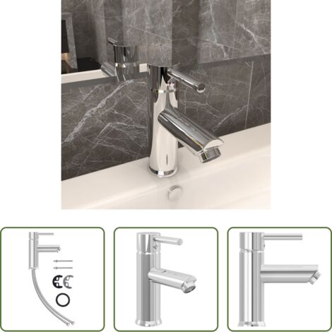 vidaXL Rubinetto in ottone -  Rubinetto per Lavabo del Bagno Finitura Cromo 30x176 mm