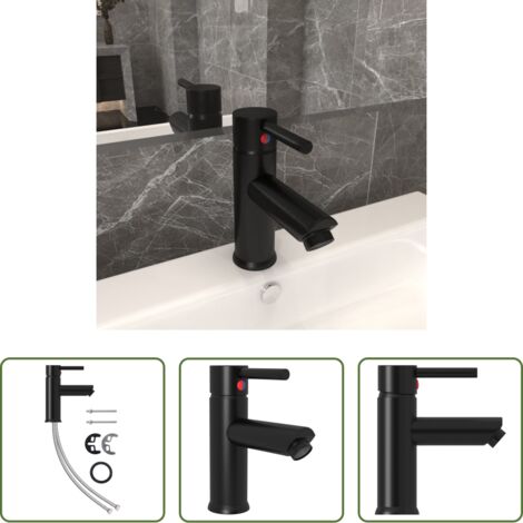 vidaXL Rubinetto in ottone -  Rubinetto per Lavabo del Bagno Nero 130x176 mm