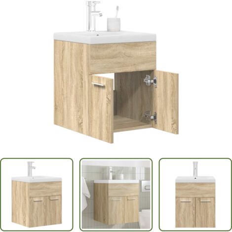 vidaXL Rubinetto -  Mobile da Bagno con Lavabo Integrato e Rubinetto Rovere Sonoma