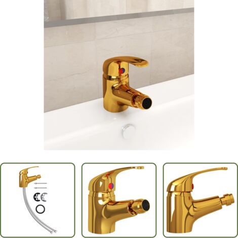 vidaXL Rubinetto oro -  Rubinetto Miscelatore per Bidè Oro 13x12 cm