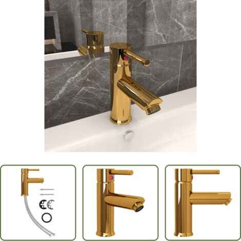 vidaXL Rubinetto oro -  Rubinetto per Lavabo del Bagno Oro 130x176 mm