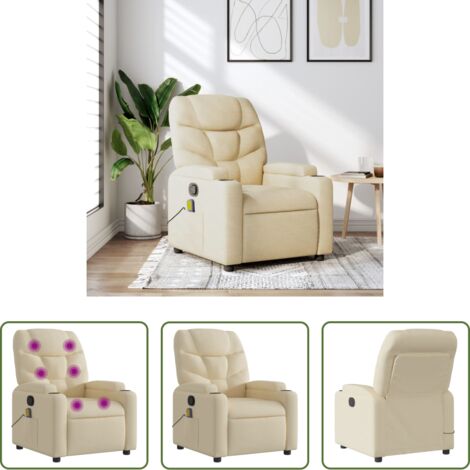vidaXL Rückenlehne -  Massage-Relaxsessel, cremefarbener Stoff