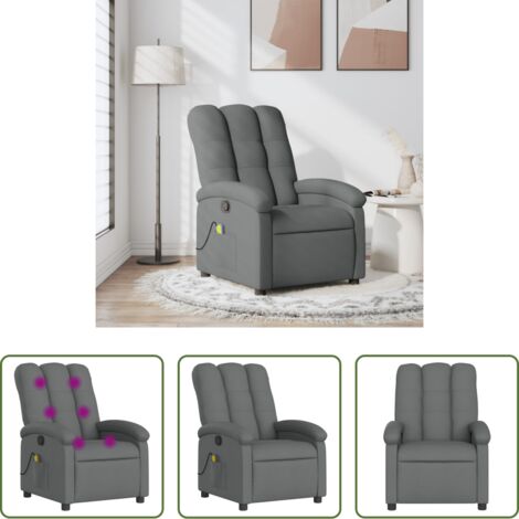 vidaXL Rückenlehne -  Massage-Relaxsessel, Stoff, Dunkelgrau