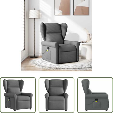 vidaXL Rückenlehne -  Massage-Relaxsessel, Stoff, Dunkelgrau