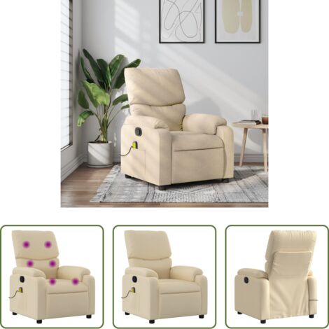 vidaXL Rückenmassage -  Massage-Relaxsessel, cremefarbener Stoff