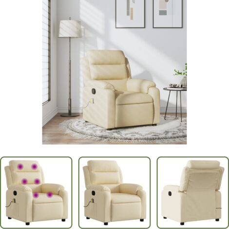 vidaXL Rückenmassage -  Massage-Relaxsessel, cremefarbener Stoff