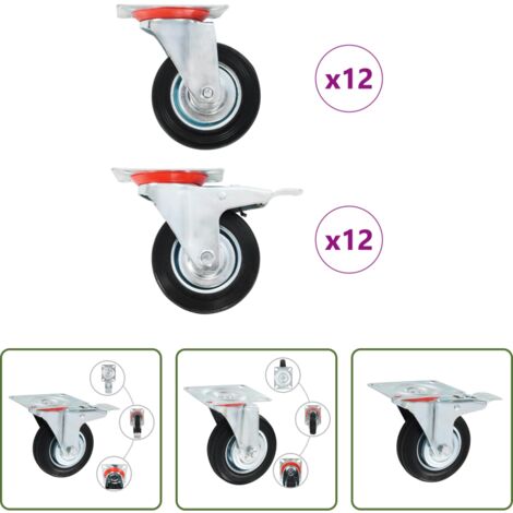 vidaXL Ruedas para muebles -  Ruedas giratorias 24 unidades 100 mm