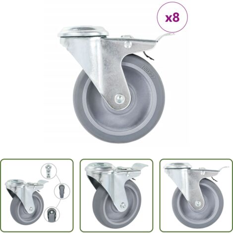 vidaXL Ruedas para muebles -  Ruedas giratorias con agujero pasador 8 unidades 100 mm