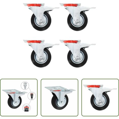 vidaXL Ruedas para muebles -  Ruedas giratorias con frenos dobles 4 unidades 100 mm
