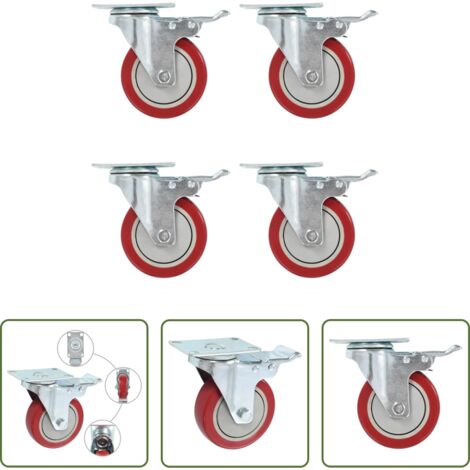 vidaXL Ruedas para muebles -  Ruedas giratorias con frenos dobles 4 unidades 100 mm