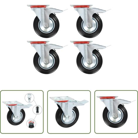 vidaXL Ruedas para muebles -  Ruedas giratorias con frenos dobles 4 unidades 160 mm