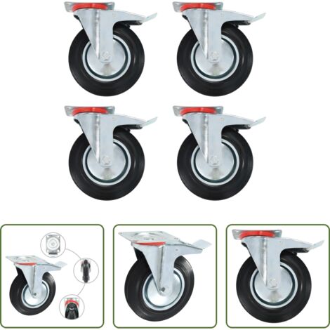 vidaXL Ruedas para muebles -  Ruedas giratorias con frenos dobles 4 unidades 200 mm