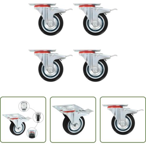 vidaXL Ruedas para muebles -  Ruedas giratorias con frenos dobles 4 unidades 75 mm
