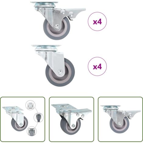 vidaXL Ruedas para trolleys -  Ruedas giratorias 8 unidades 50 mm