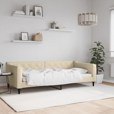 vidaXL Ruhebett Creme 90x200 cm Stoff