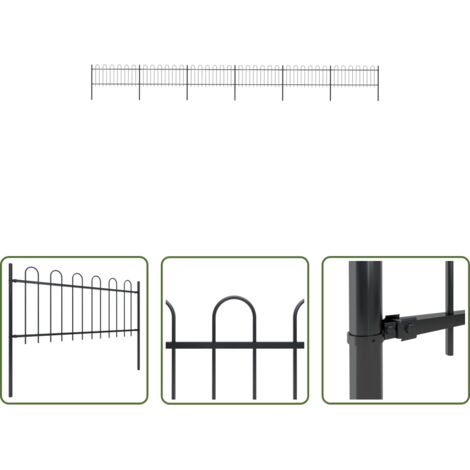 vidaXL Rundbogenzaun - Gartenzaun mit Rundbogen Stahl 1070 x 80 cm Schwarz
