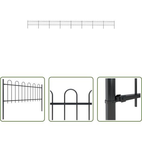 vidaXL Rundbogenzaun - Gartenzaun mit Rundbogen Stahl 1426 x 80 cm Schwarz