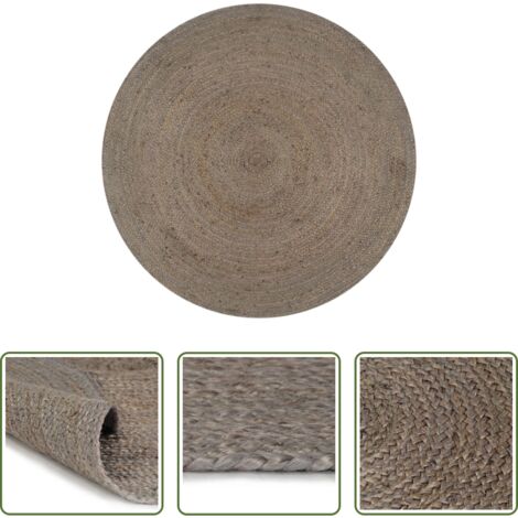 vidaXL Runder Teppich -  Teppich Handgefertigt Jute Rund 90 cm Grau