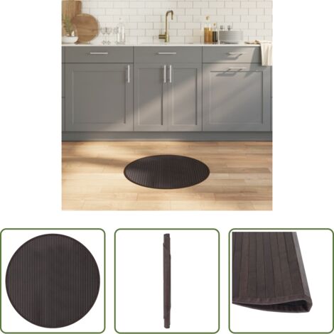 vidaXL Rundteppich -  Teppich Rund Dunkelbraun 60 cm Bambus
