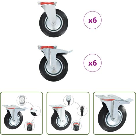 vidaXL Ruote girevoli per mobili -  Ruote Girevoli 12 pz 200 mm