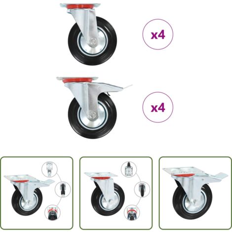 vidaXL Ruote in gomma -  Ruote Girevoli 8 pz 160 mm