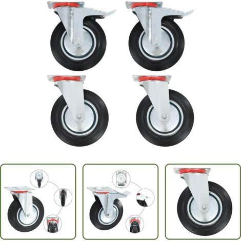 vidaXL Ruote per carrelli -  Rotelle Girevoli 4 pz 200 mm
