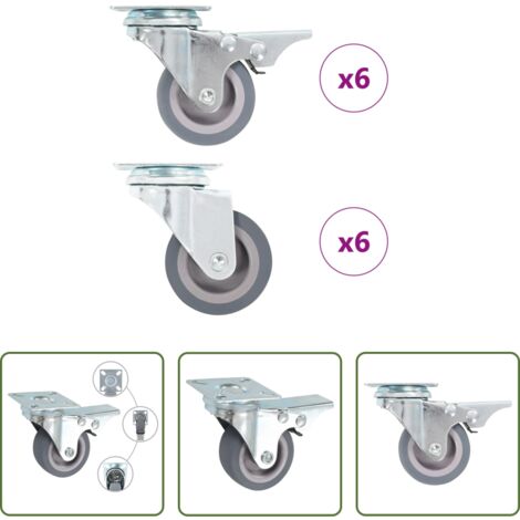 vidaXL Ruote per carrelli -  Ruote Girevoli 12 pz 50 mm