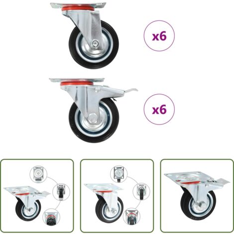 vidaXL Ruote per carrelli -  Ruote Girevoli 12 pz 75 mm