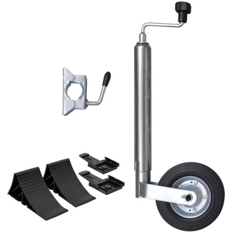 Supporto Per Verricello Regolabile Per Rimorchio Barca - Con Rullo In Poliuretano, Zincato, Altezza 38-52 Cm, Capacità 408 Kg