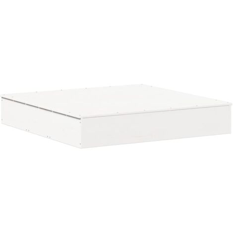 vidaXL Sabbiera con Copertura Bianca 111x111x19,5 cm Massello di Pino