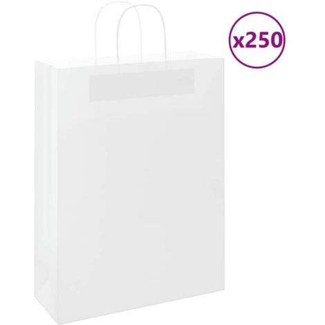 vidaXL Sacchetti di Carta 250 pz con Manici Bianchi 32x12x42 cm