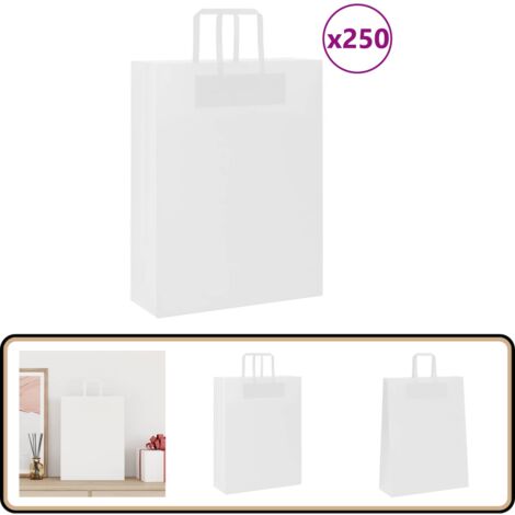 vidaXL Sacs en papier kraft 250 pcs avec poignées blanc 32x12x42 cm