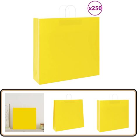 vidaXL Sacs en papier kraft 250 pcs avec poignées jaune 54x15x49 cm