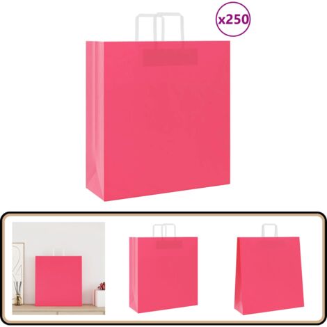 vidaXL Sacs en papier kraft 250 pcs avec poignées rose 45x17x48 cm