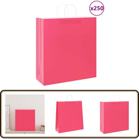 vidaXL Sacs en papier kraft 250 pcs avec poignées rose 45x17x48 cm