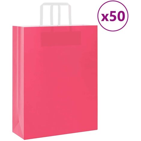vidaXL Sacs en papier kraft 50 pcs avec poignées rose 32x12x42 cm