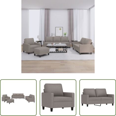 vidaXL Sala -  Juego de sofás con cojines 4 piezas tela gris taupe