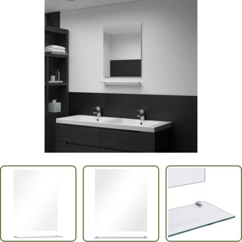 vidaXL Salle de bain -  Miroir mural avec étagère 50x60 cm Verre trempé