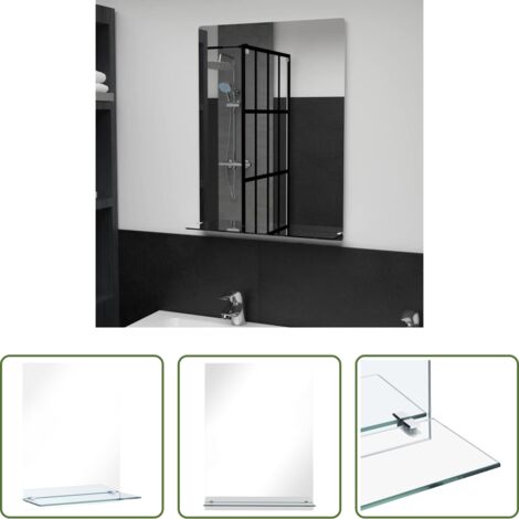 vidaXL Salle de bain -  Miroir mural avec étagère 50x70 cm Verre trempé