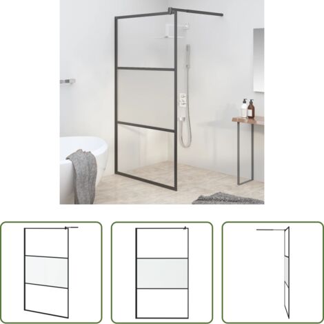 vidaXL Salle de bain moderne -  Paroi de douche 115x195 cm Verre ESG demi-dépoli Noir