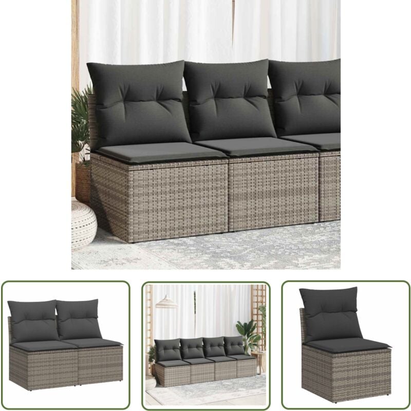 VidaXL Salon de jardin 2 pcs avec coussins gris résine tressée acacia