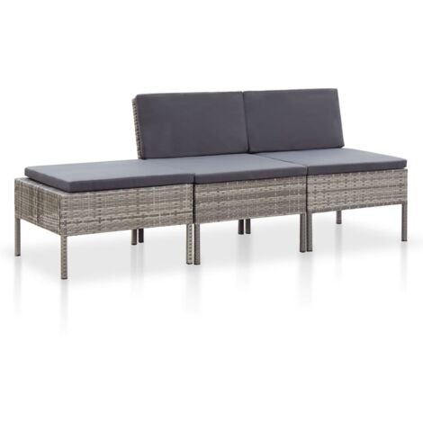 Vidaxl – Salon de jardin 3 pcs – Coussins anthracite – Résine tressée gris – Cadre acier enduit – Dimensions canapé 57x69x67 cm