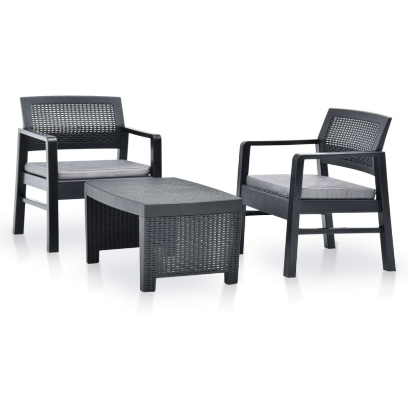 Salon de jardin 3 pcs Plastique Anthracite vidaXL