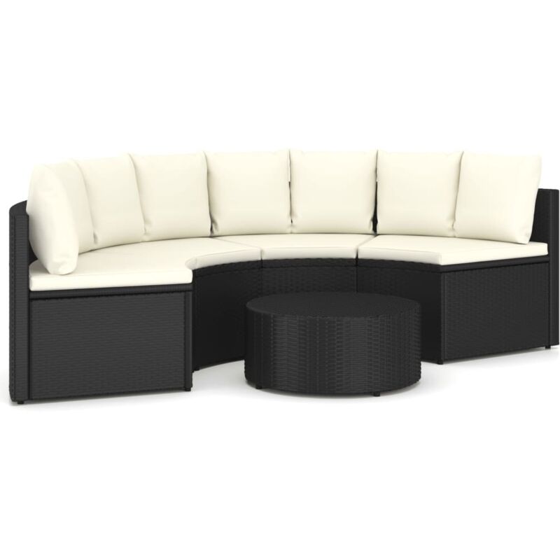 Salon de jardin 5 pcs avec coussins Résine tressée Noir vidaXL